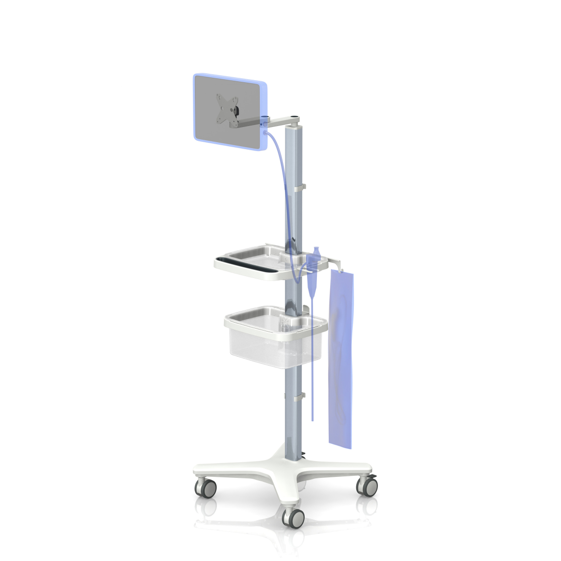 Medical roll stand elo-cart with shelf and basket from iTD